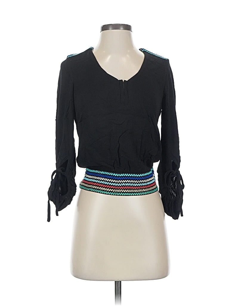 Pre-owned Chloe Oliver 3/4 Sleeve Top Black Sweetheart Neckline Tops