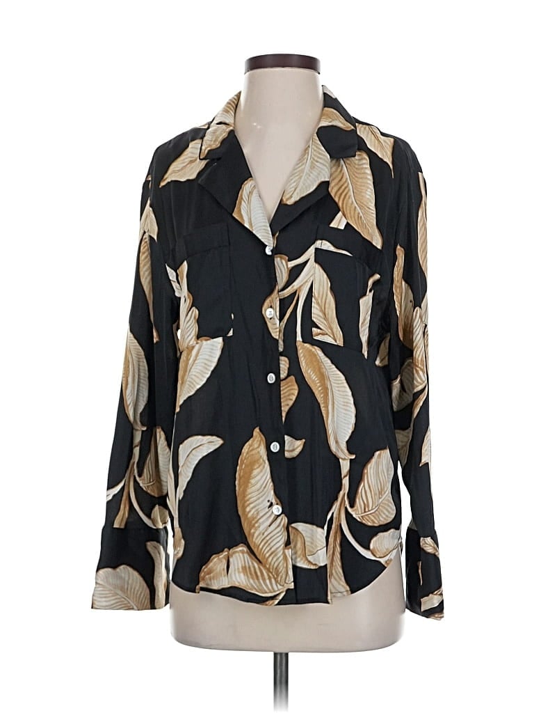 Pre-owned Banana Republic Long Sleeve Blouse In Black