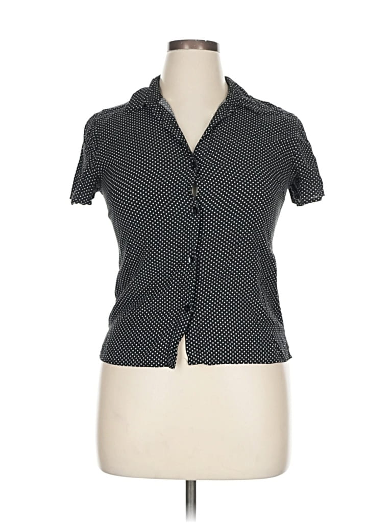 Pre-owned Style & Co Short Sleeve Blouse In Black