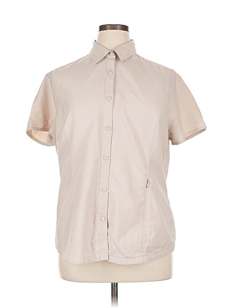 Pre-owned Duluth Trading Co. Short Sleeve Blouse In Brown