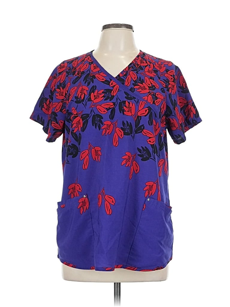 Pre-owned Assorted Brands Short Sleeve Blouse In Purple