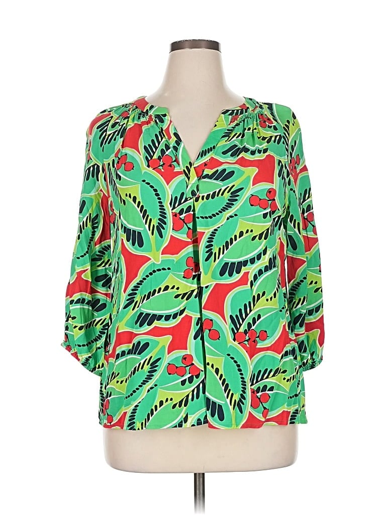 Pre-owned Crown & Ivy 3/4 Sleeve Blouse In Green