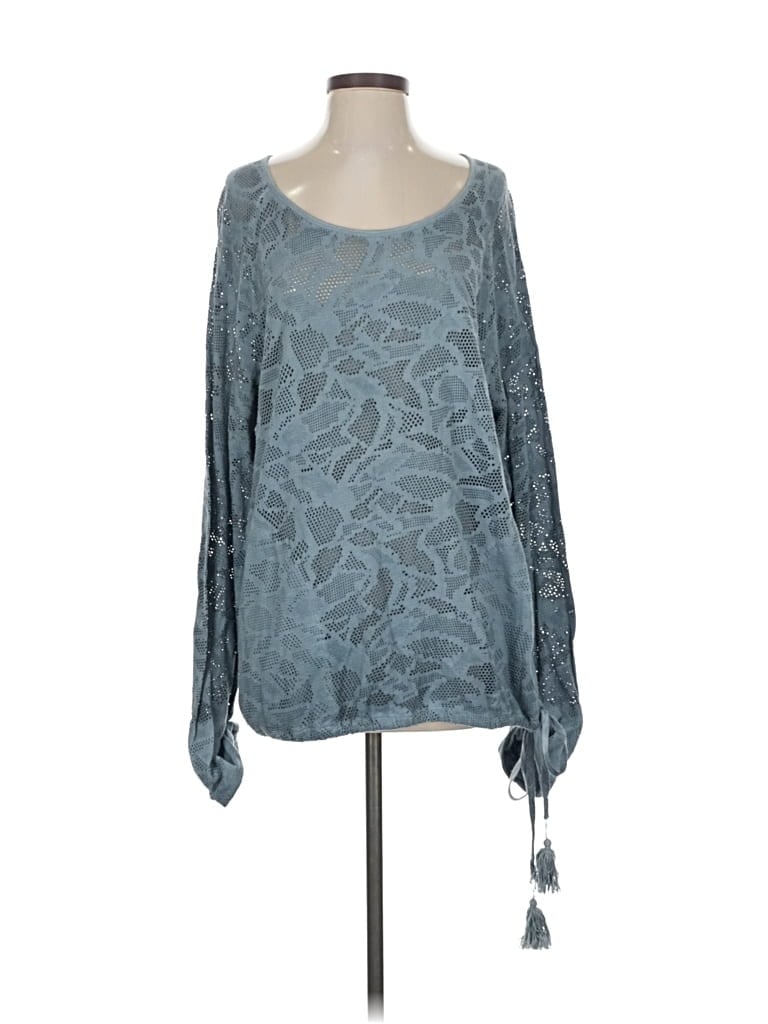 Pre-owned Soft Surroundings Long Sleeve Blouse In Blue