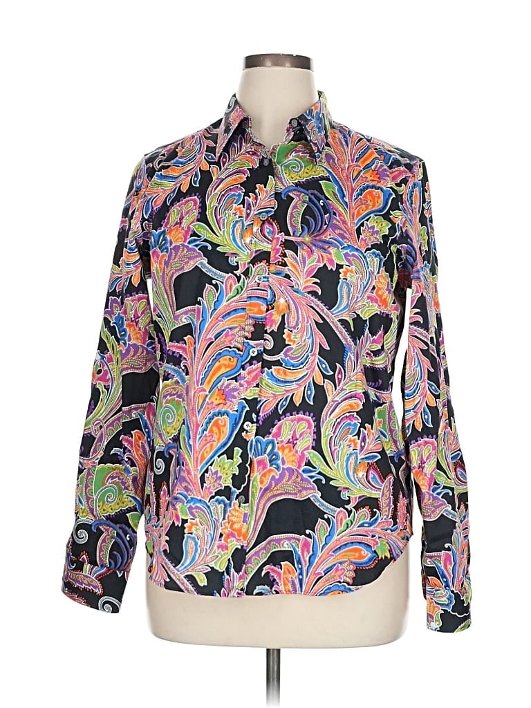 Pre-owned Polo Ralph Lauren Long Sleeve Blouse In Black