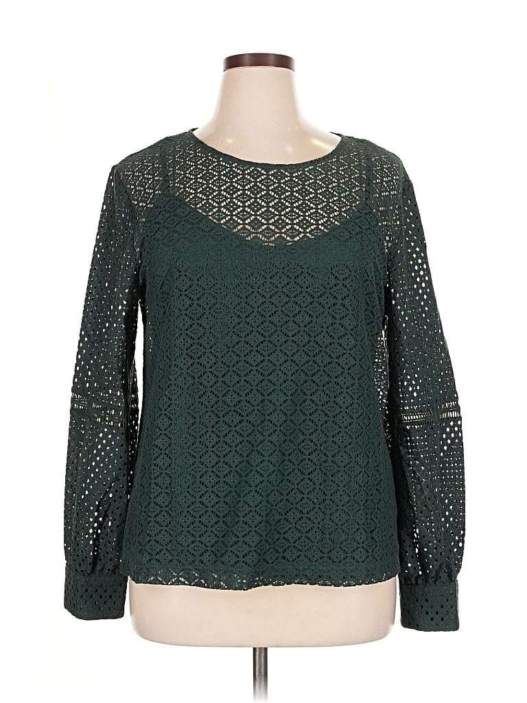 Pre-owned Banana Republic Long Sleeve Blouse In Green