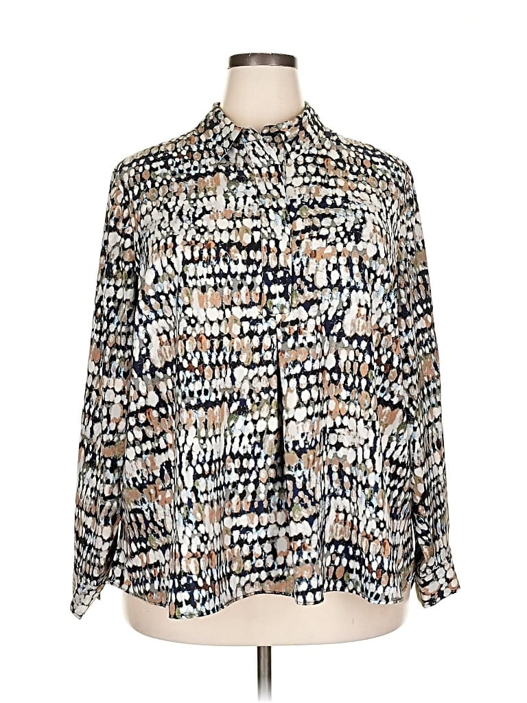 Pre-owned Nic + Zoe Long Sleeve Blouse In White