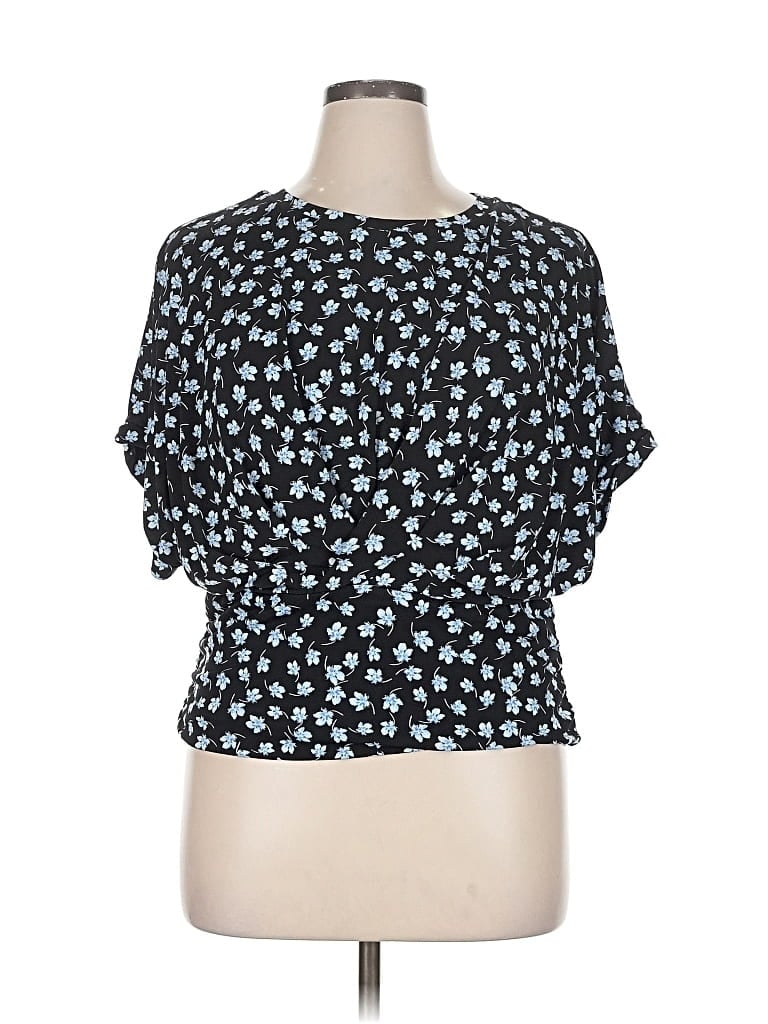 Pre-owned Cynthia Steffe Short Sleeve Blouse In Black
