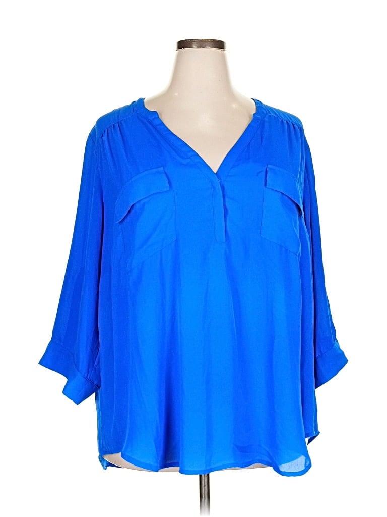 Pre-owned Torrid 3/4 Sleeve Blouse In Blue