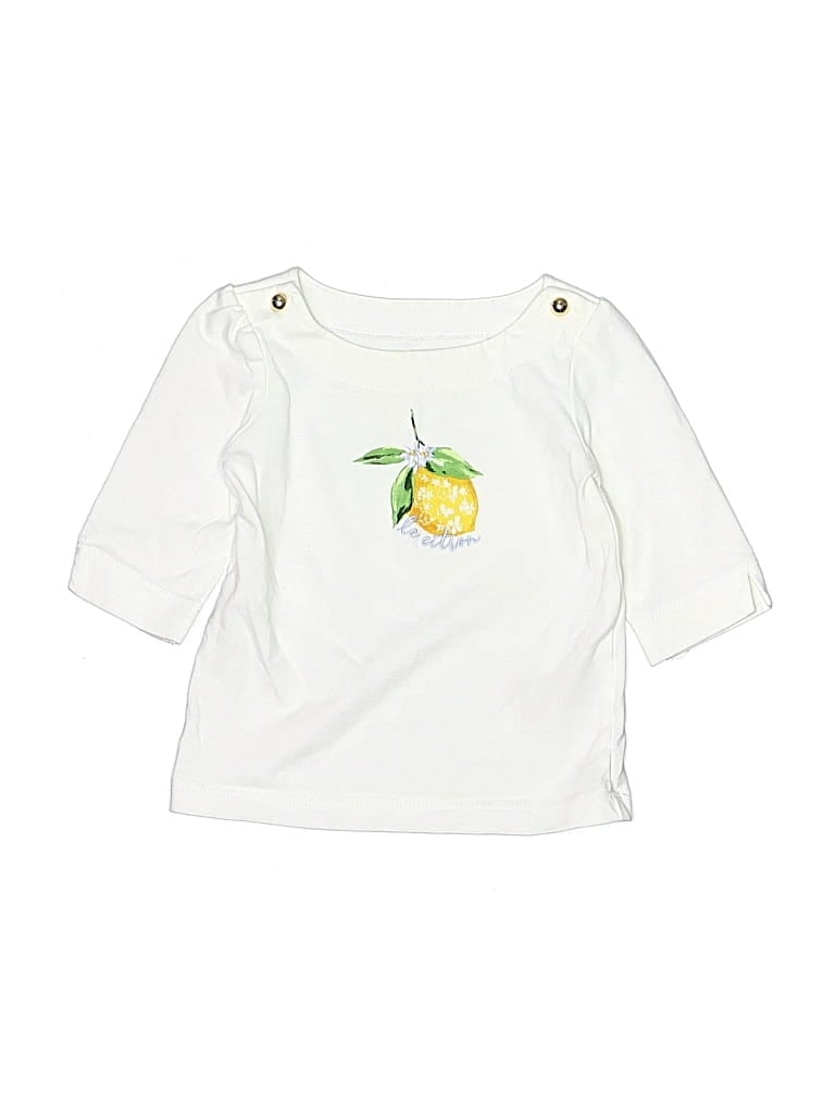 Pre-owned Janie And Jack Babies' 3/4 Sleeve T-shirt In White