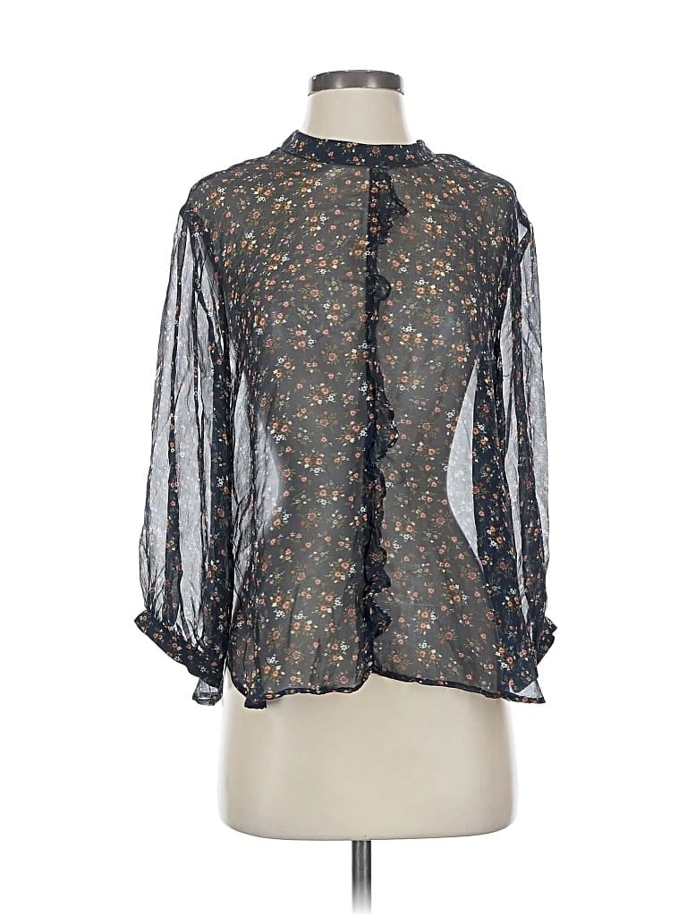 Pre-owned Amour Vert Long Sleeve Blouse In Gray