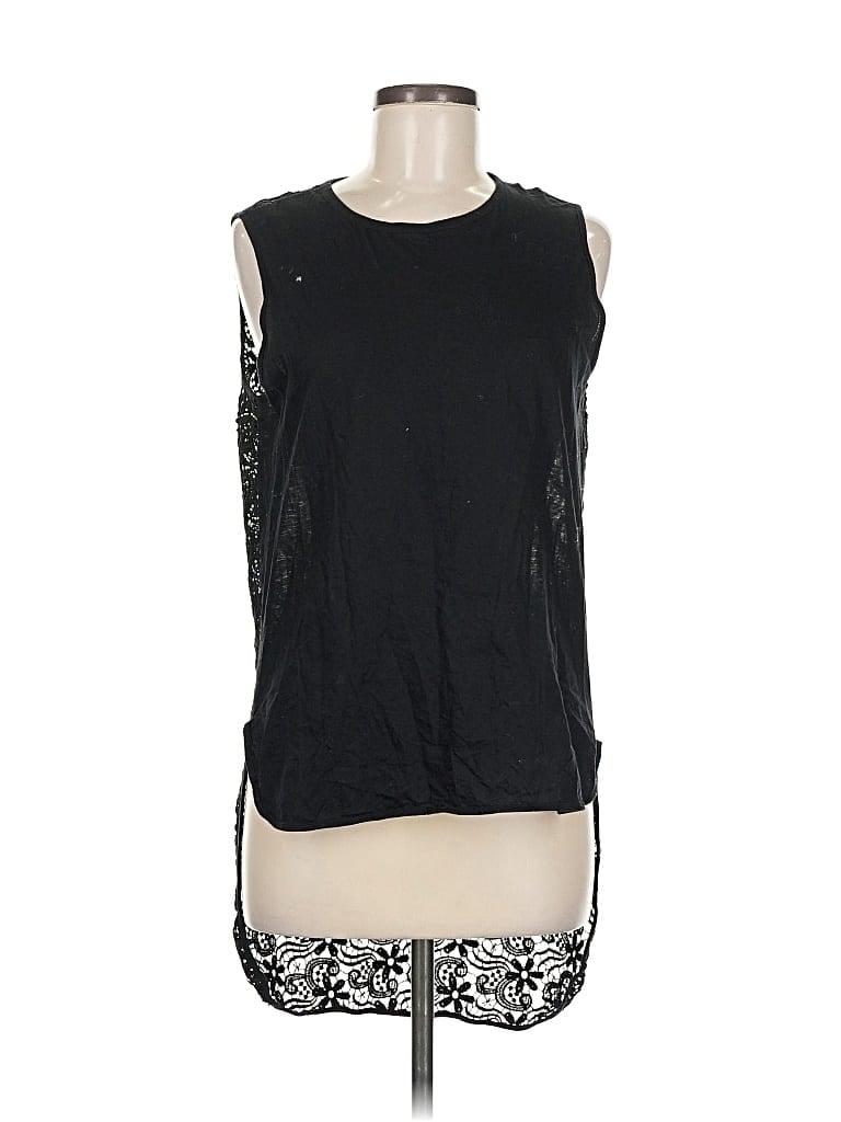 Pre-owned Torn By Ronny Kobo Sleeveless Top Black Keyhole Neckline Tops