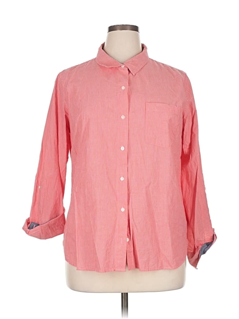 Pre-owned Tommy Hilfiger 3/4 Sleeve Button Down Shirt In Pink