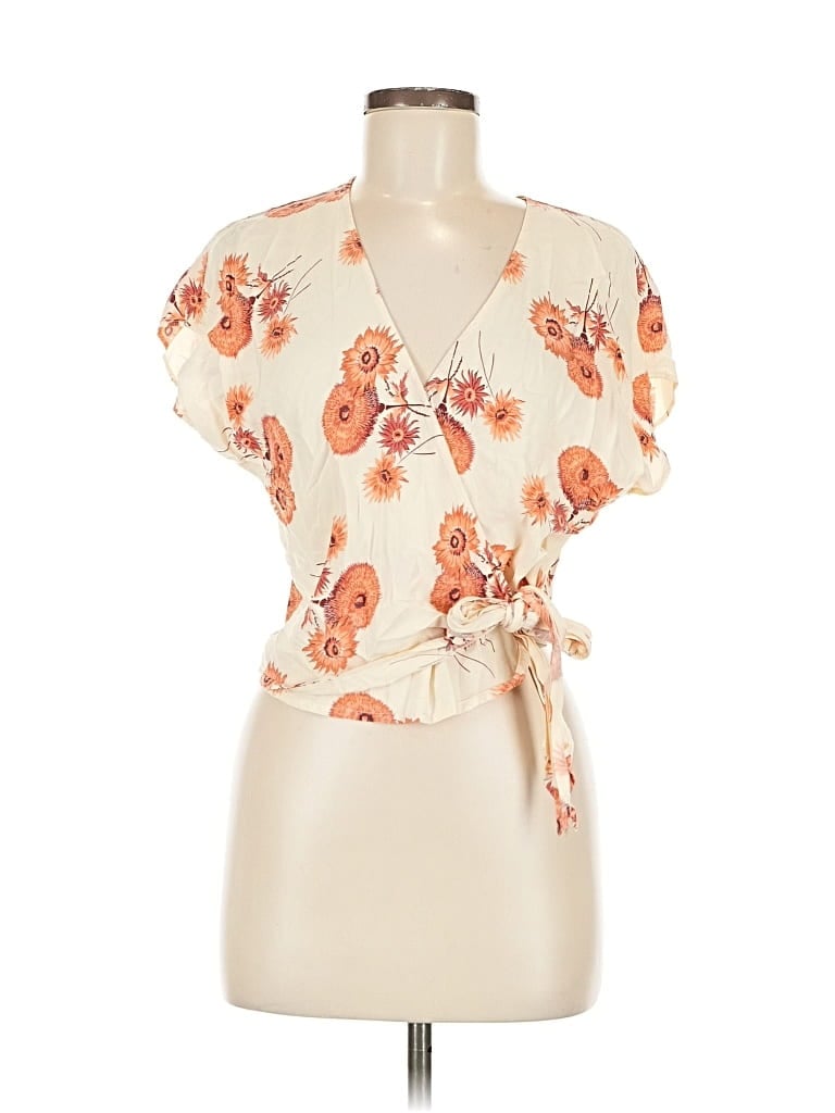 Pre-owned Madewell Short Sleeve Blouse In White