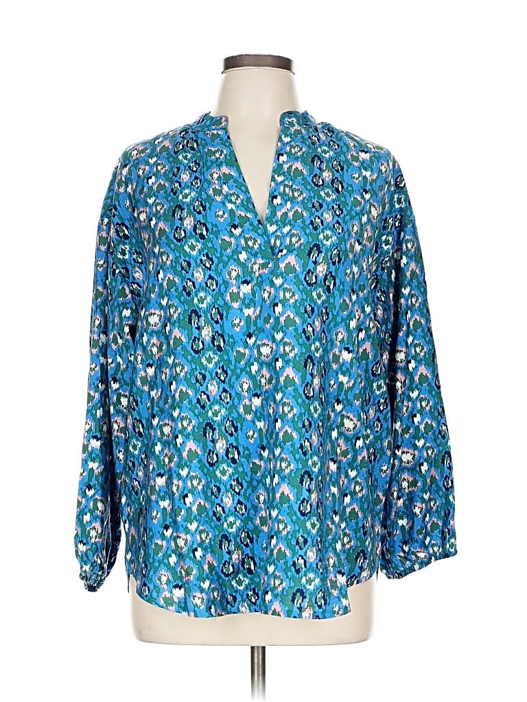 Pre-owned Michelle Mcdowell 3/4 Sleeve Blouse In Blue