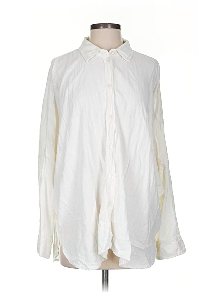 Pre-owned American Eagle Outfitters Long Sleeve Button Down Shirt In White