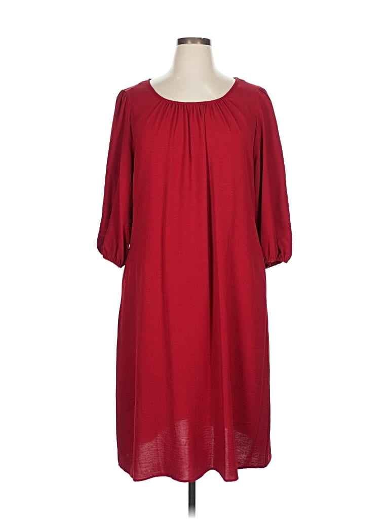 Pre-owned Connected Apparel Casual Dress In Burgundy