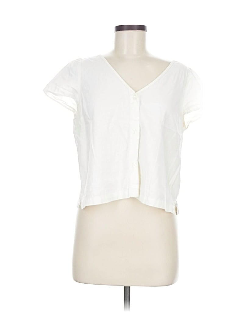 Pre-owned Gap Short Sleeve Blouse In White