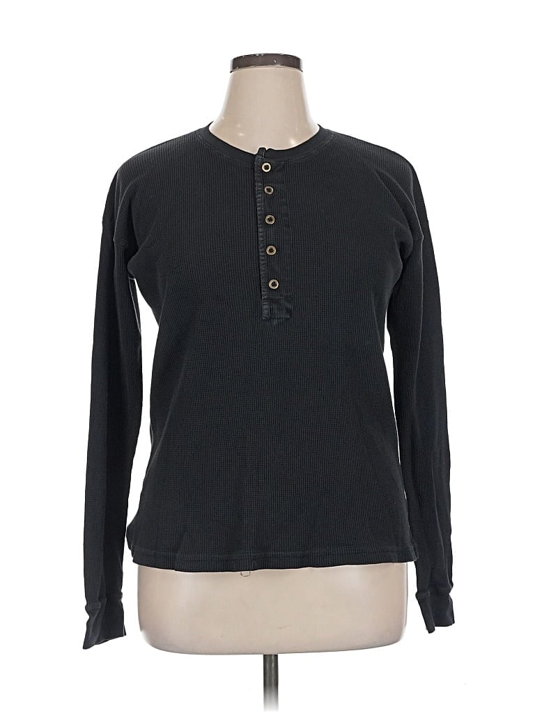 Pre-owned Assorted Brands Long Sleeve Henley Shirt In Black