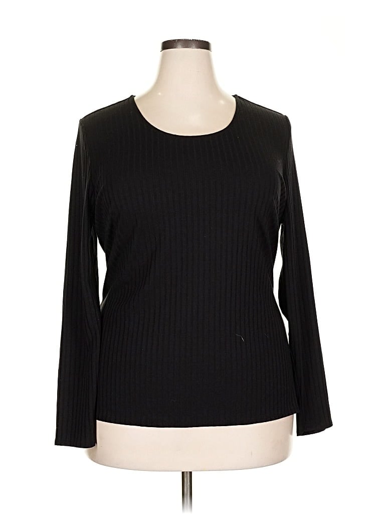 Pre-owned Eloquii Long Sleeve Top Black Boatneck Tops