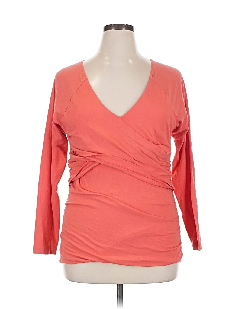 Pre-owned Sundance 3/4 Sleeve Top Orange V Neck Tops