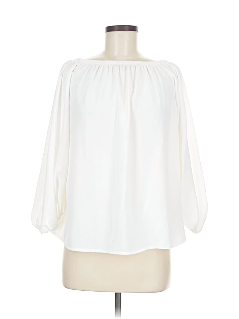 Pre-owned Unbranded 3/4 Sleeve Blouse In White