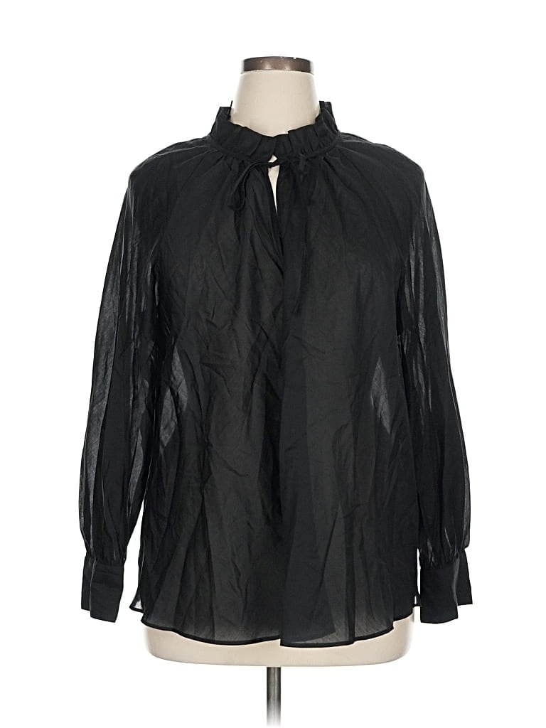 Pre-owned Banana Republic Factory Store Long Sleeve Blouse In Black
