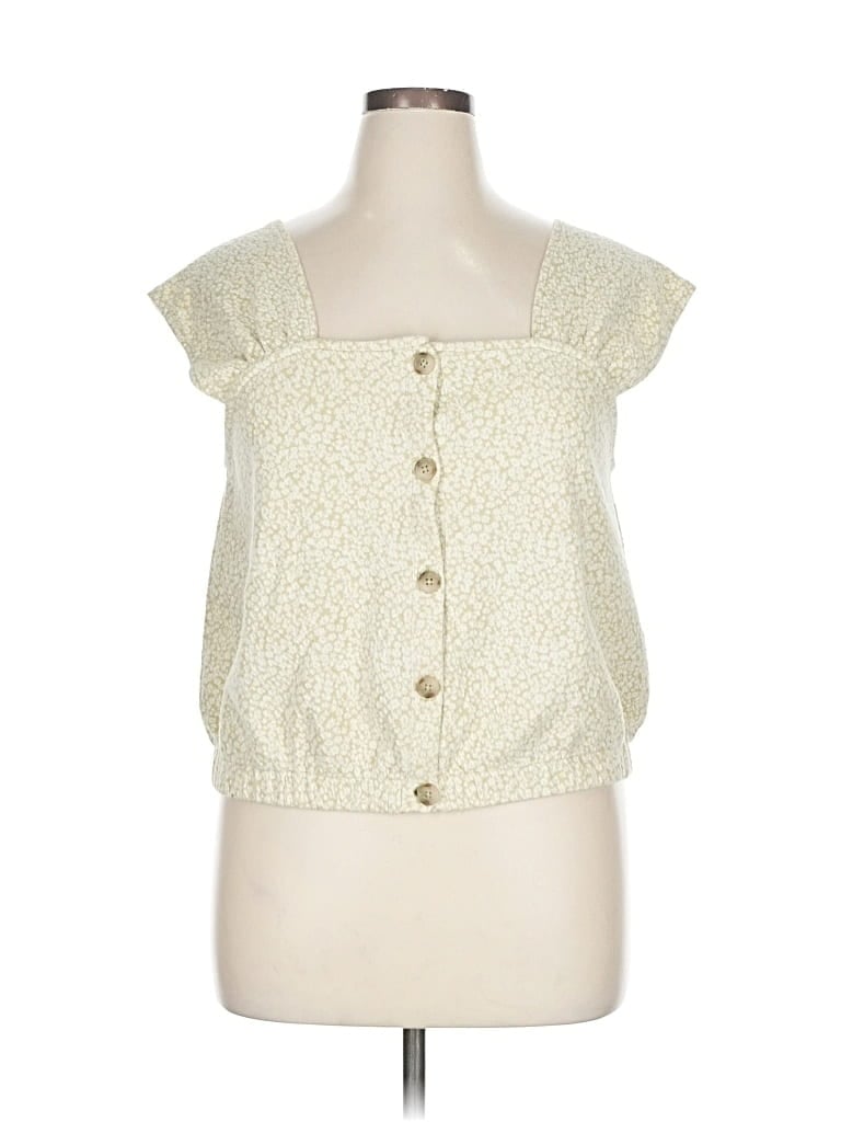 Pre-owned Madewell Short Sleeve Blouse In Green