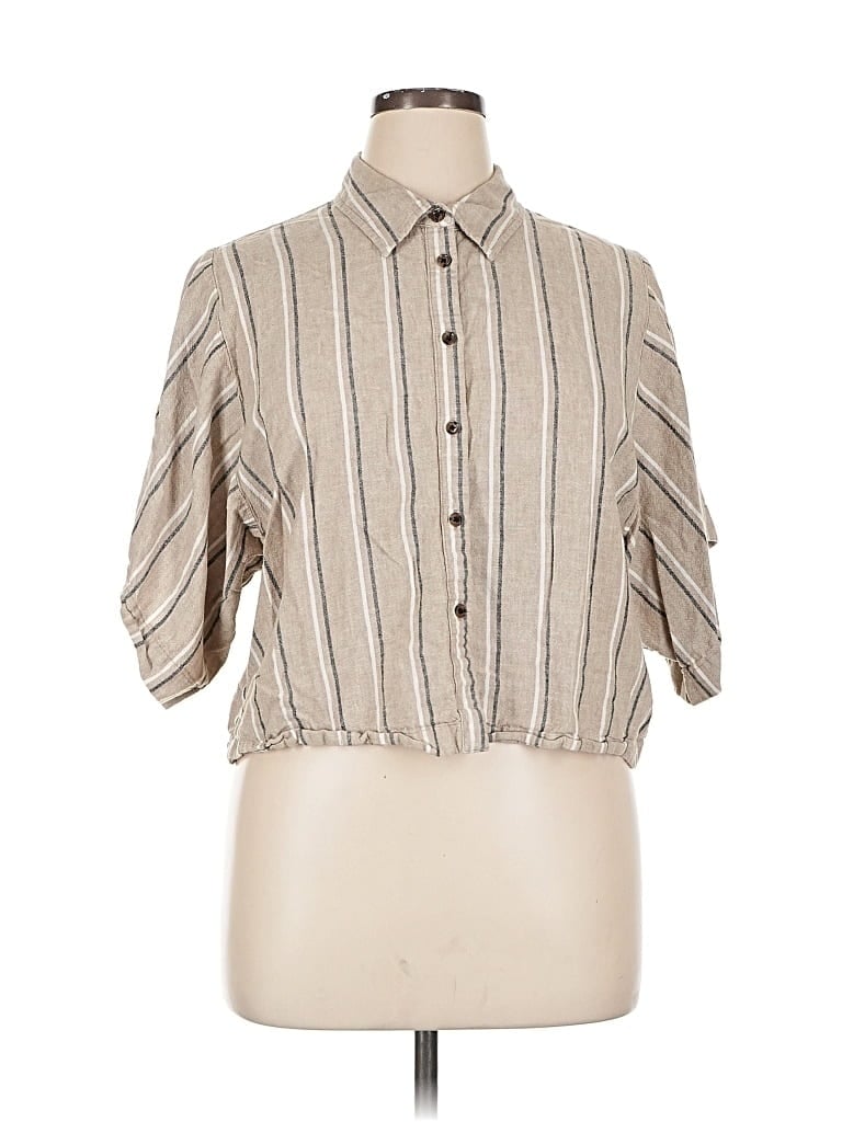 Pre-owned Banana Republic Factory Store Short Sleeve Blouse In Brown