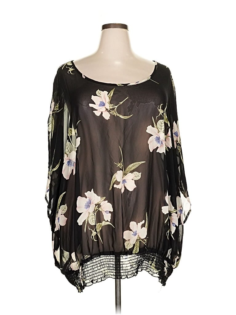 Pre-owned Torrid 3/4 Sleeve Blouse In Black