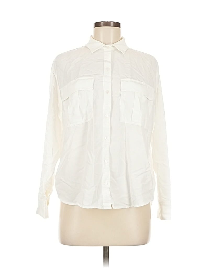 Pre-owned Old Navy Long Sleeve Button Down Shirt In White