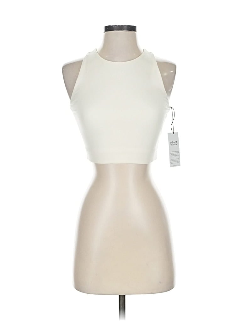 Pre-owned Girlfriend Collective Tank Top Ivory Halter Neckline Tops In White