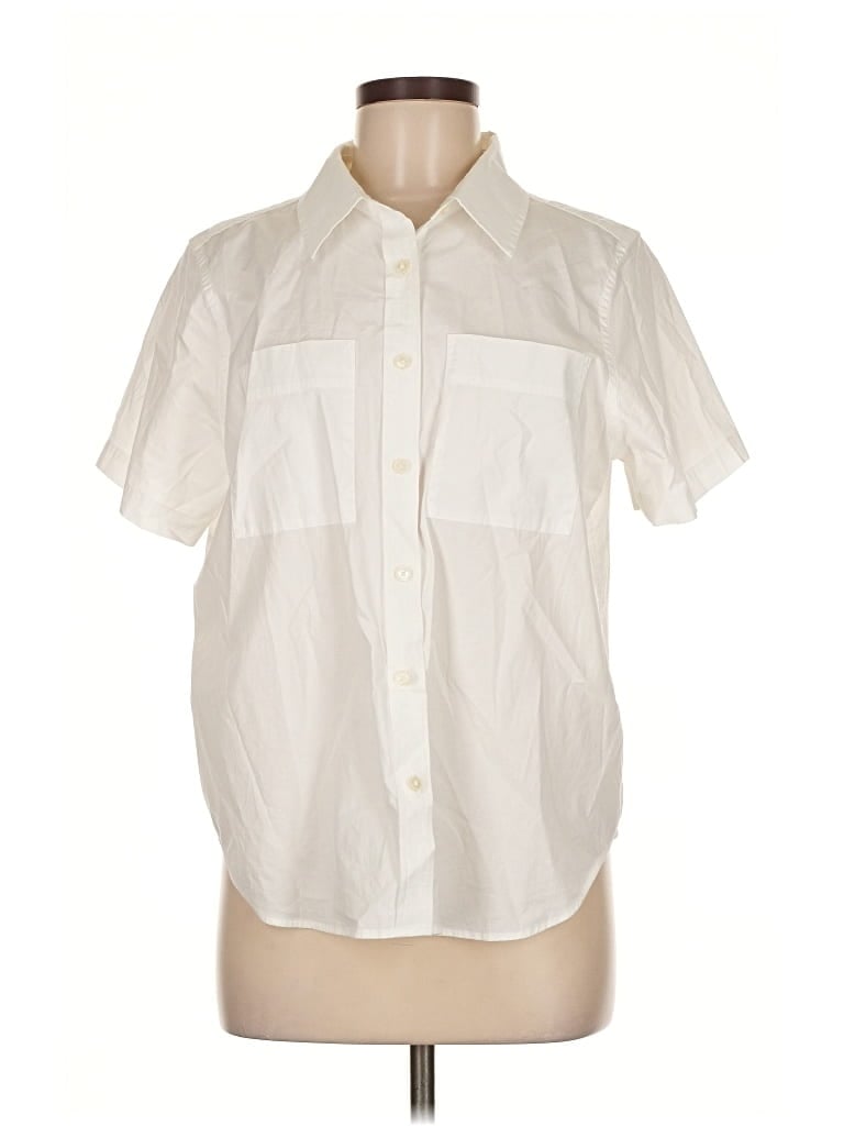 Pre-owned L.l.bean Short Sleeve Button Down Shirt In White