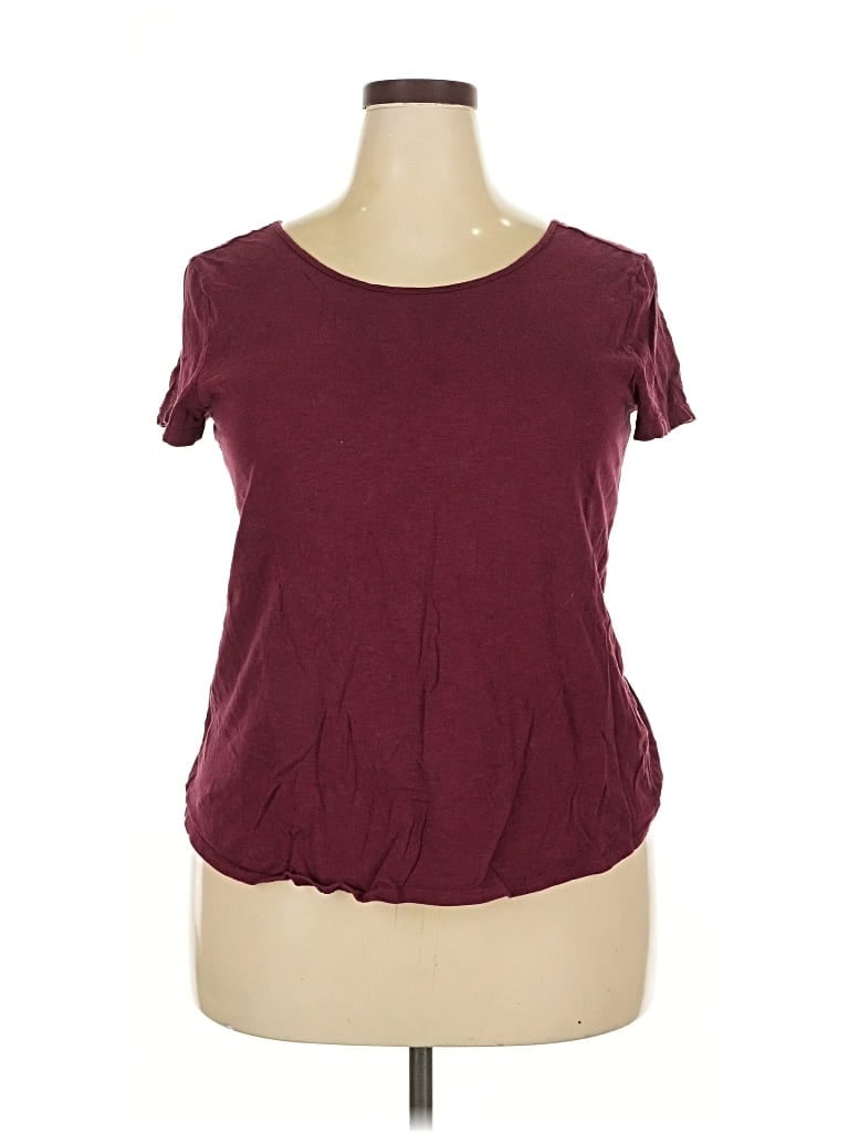 Pre-owned 24/7 Maurices Short Sleeve Top Burgundy Scoop Neck Tops