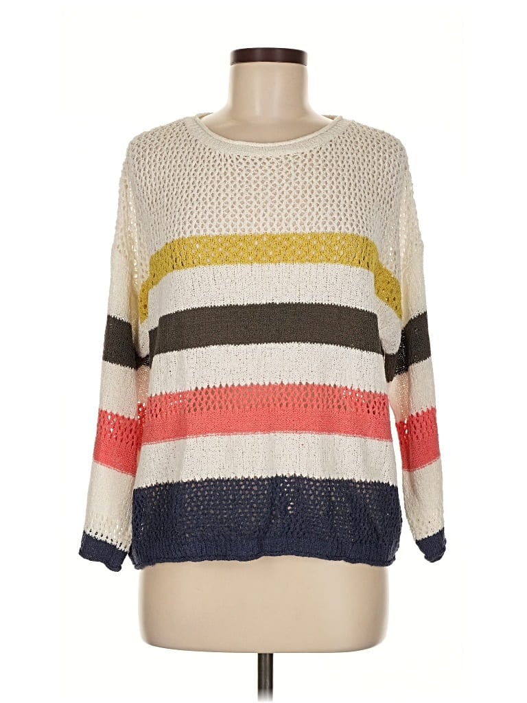 Pre-owned Three Dots 3/4 Sleeve Top Ivory Boatneck Tops In White