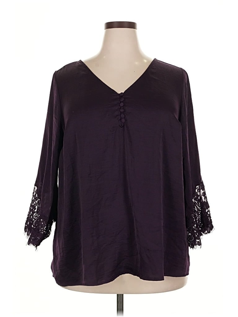Pre-owned Torrid 3/4 Sleeve Blouse In Purple