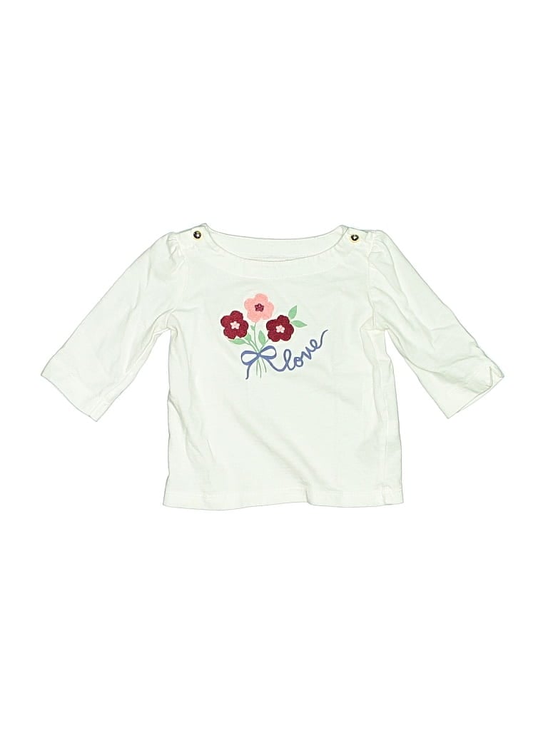 Pre-owned Janie And Jack Kids' 3/4 Sleeve T-shirt In White