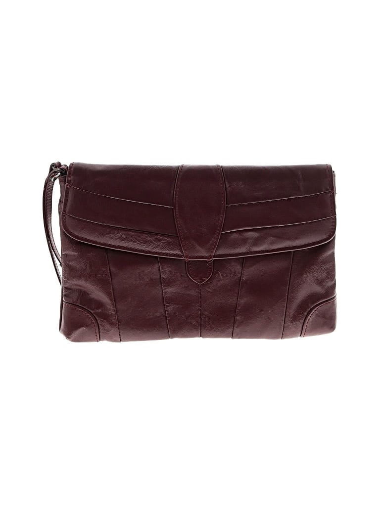 Pre-owned Unbranded Leather Wristlet In Burgundy
