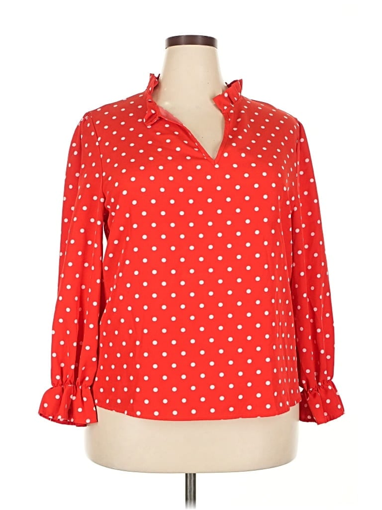 Pre-owned Unbranded Long Sleeve Blouse In Red