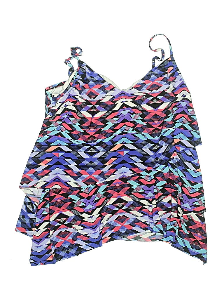 Pre-owned Aqua Green Swimsuit Top Purple Swimwear