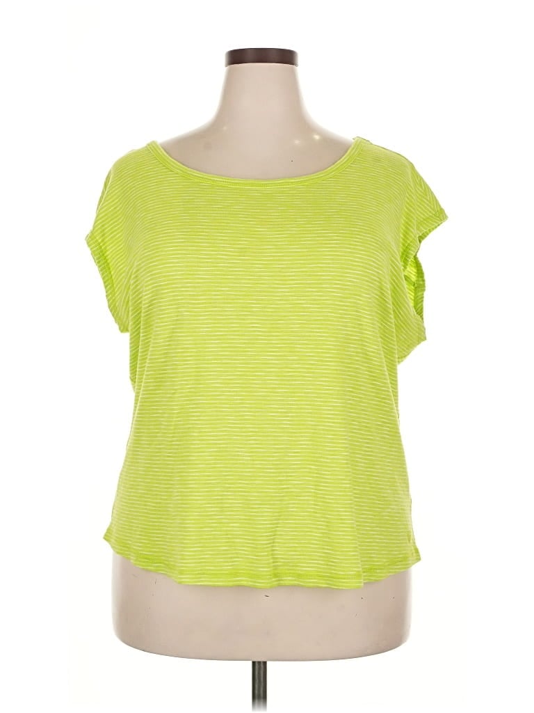 Pre-owned T By Talbots Short Sleeve Top Green Scoop Neck Tops