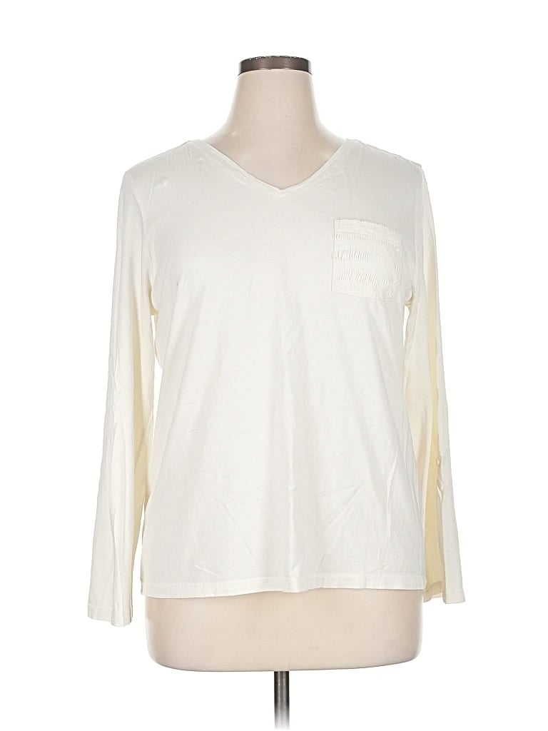 Pre-owned Chico's 3/4 Sleeve T-shirt In White