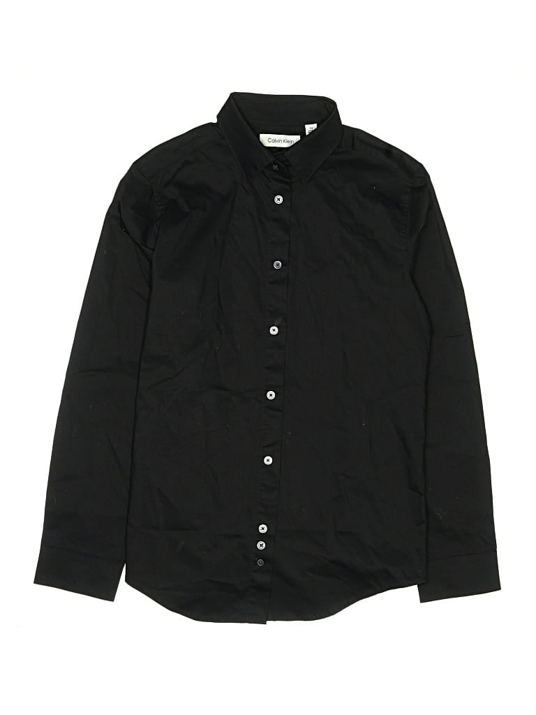 Pre-owned Calvin Klein Kids' Long Sleeve Button Down Shirt In Black