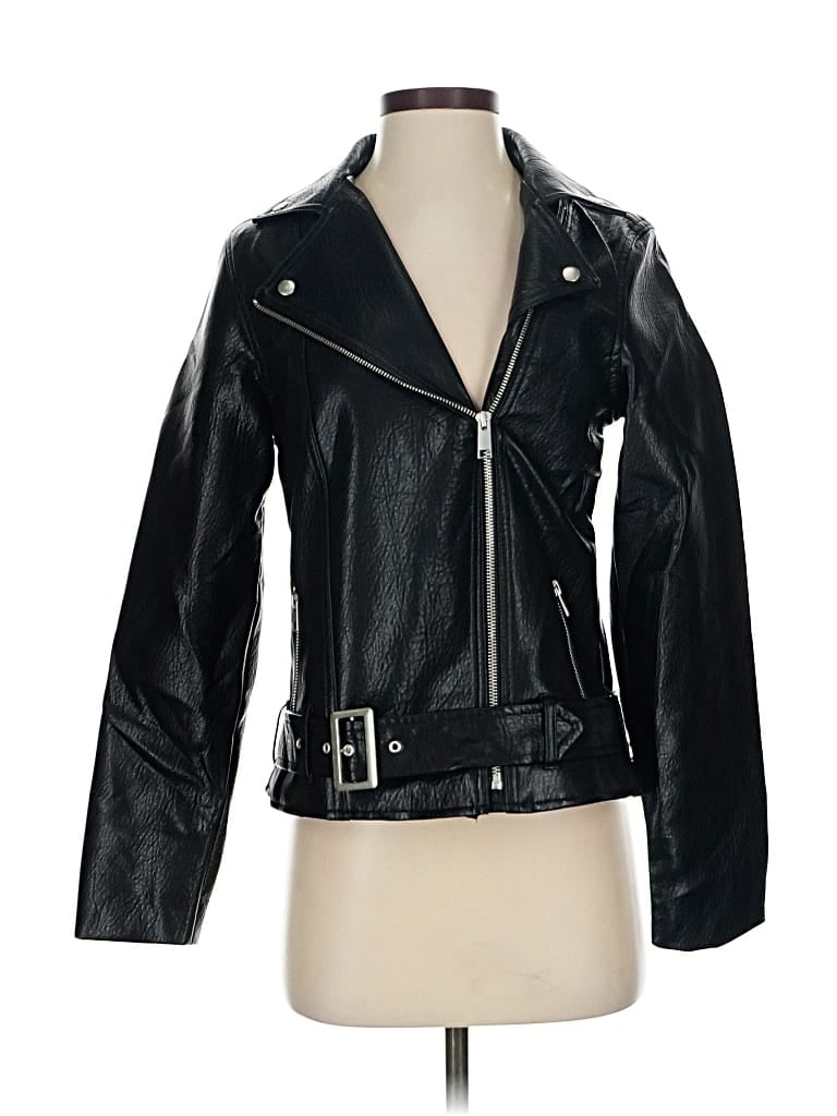 Pre-owned Old Navy Faux Leather Jacket In Black