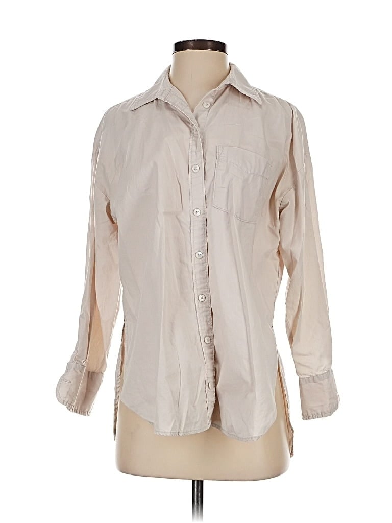 Pre-owned Maeve By Anthropologie Long Sleeve Button Down Shirt In Brown