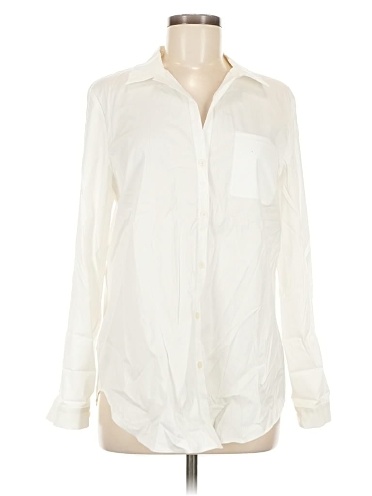 Pre-owned Lafayette 148 Long Sleeve Blouse In White