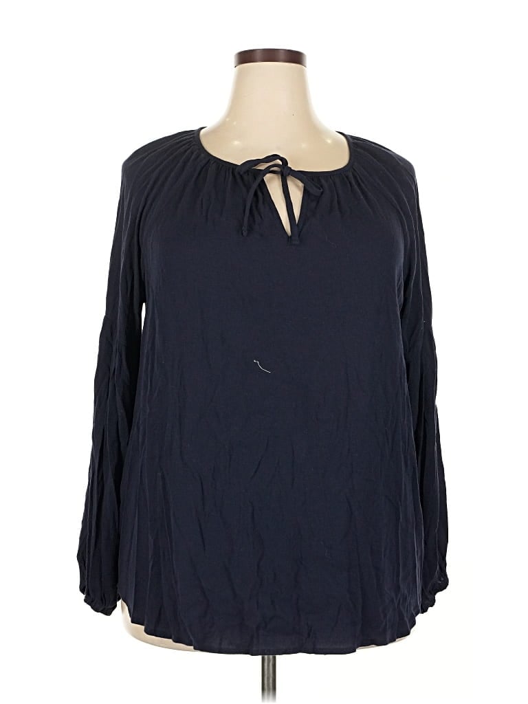 Pre-owned Ava & Viv Long Sleeve Blouse In Blue