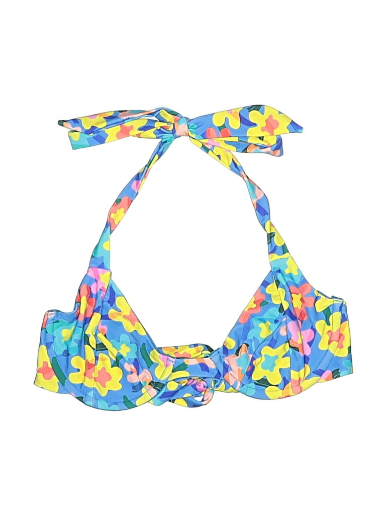 Pre-owned Blackbough Swimsuit Top Blue Print Pattern Swimwear