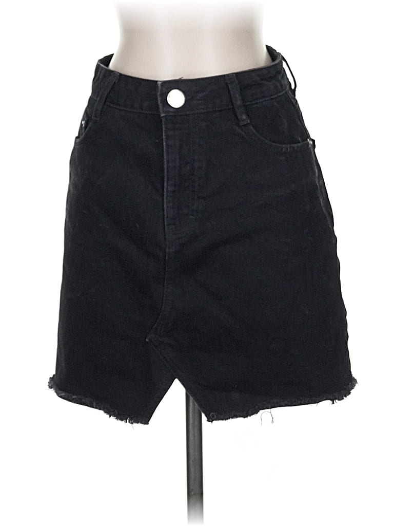 Pre-owned Maje Denim Skirt In Black