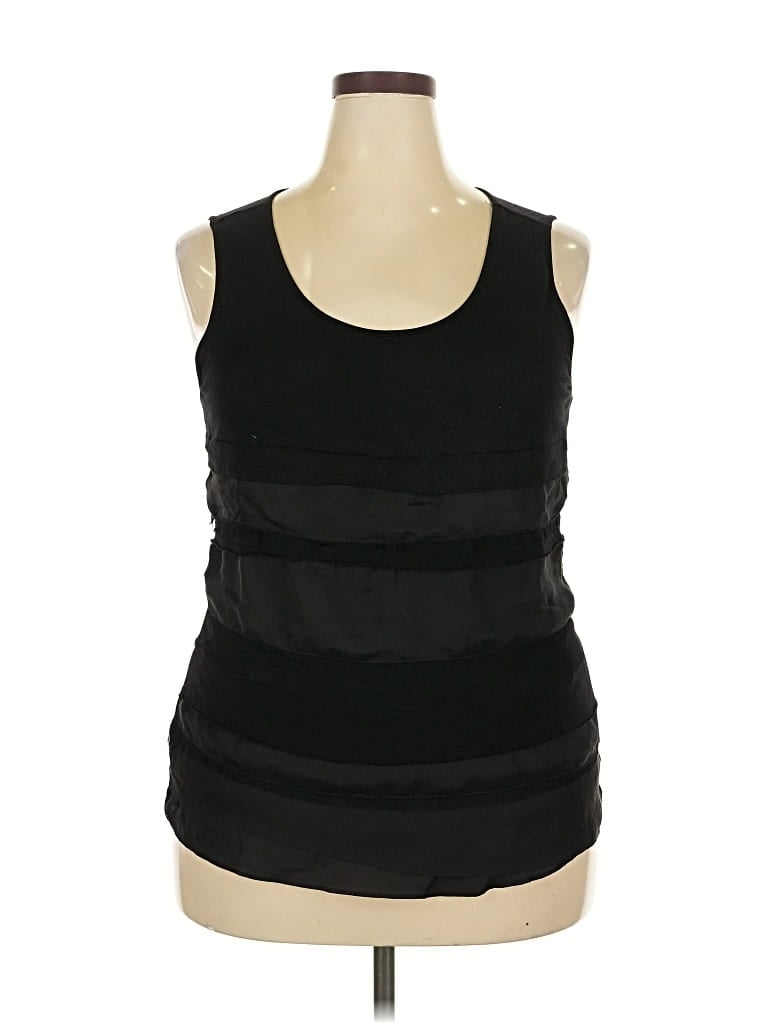 Pre-owned Coldwater Creek Sleeveless Top Black Scoop Neck Tops