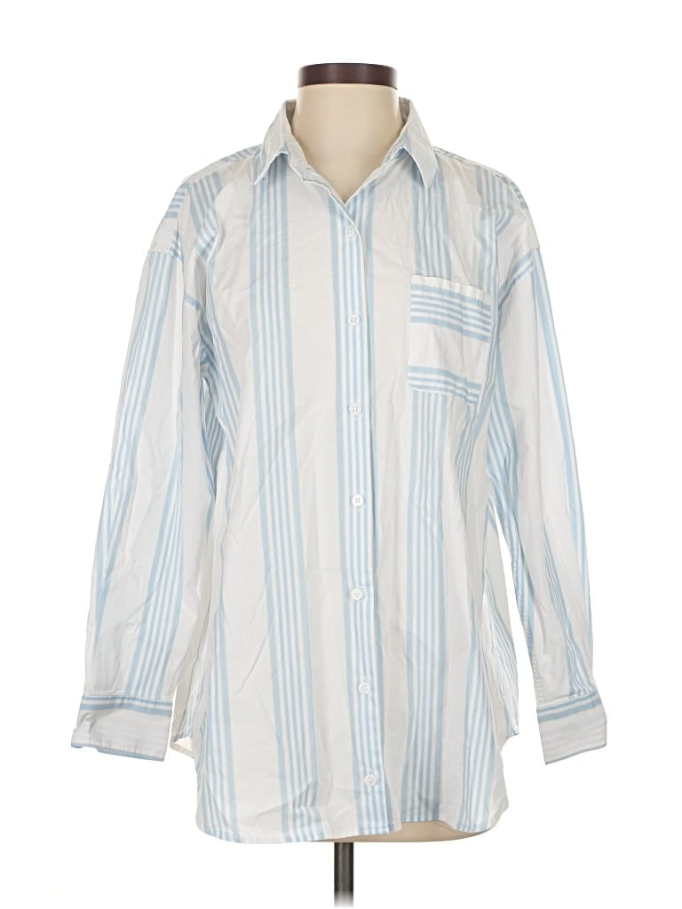 Pre-owned Summersalt Long Sleeve Button Down Shirt In Blue
